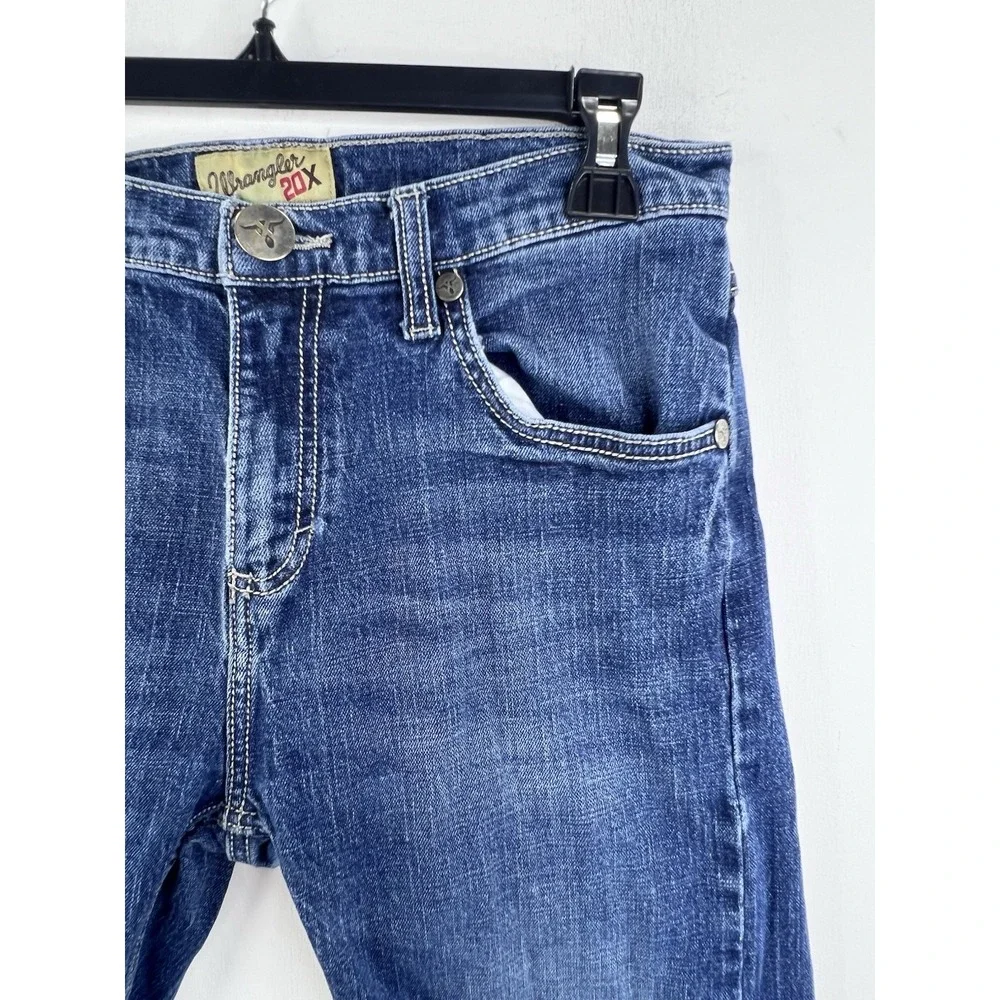 Wrangler 20X Jeans Men's Size 30x29 Straight‎ Style 44 Whiskered Med Wash Blue